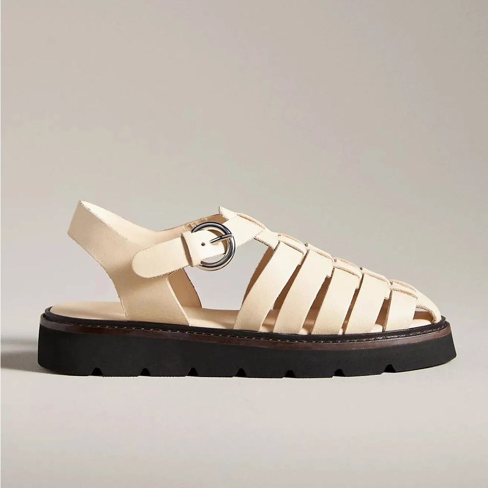 Anthropologie Cream and Black Sandals